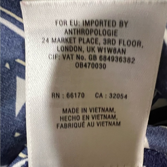 Anthropologie Meadow Rue Evella Navy Blue Sailboat Ruffle Tie Blouse S - Picture 10 of 10